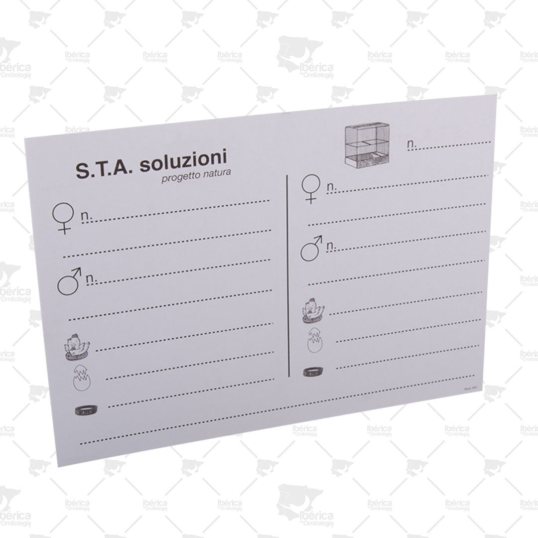 Tarjeta para Porta Tarjeta con Alambre I092 STA Soluzioni: Ficha de identificación para 4 nidadas de pájaros ibericadeornitologia