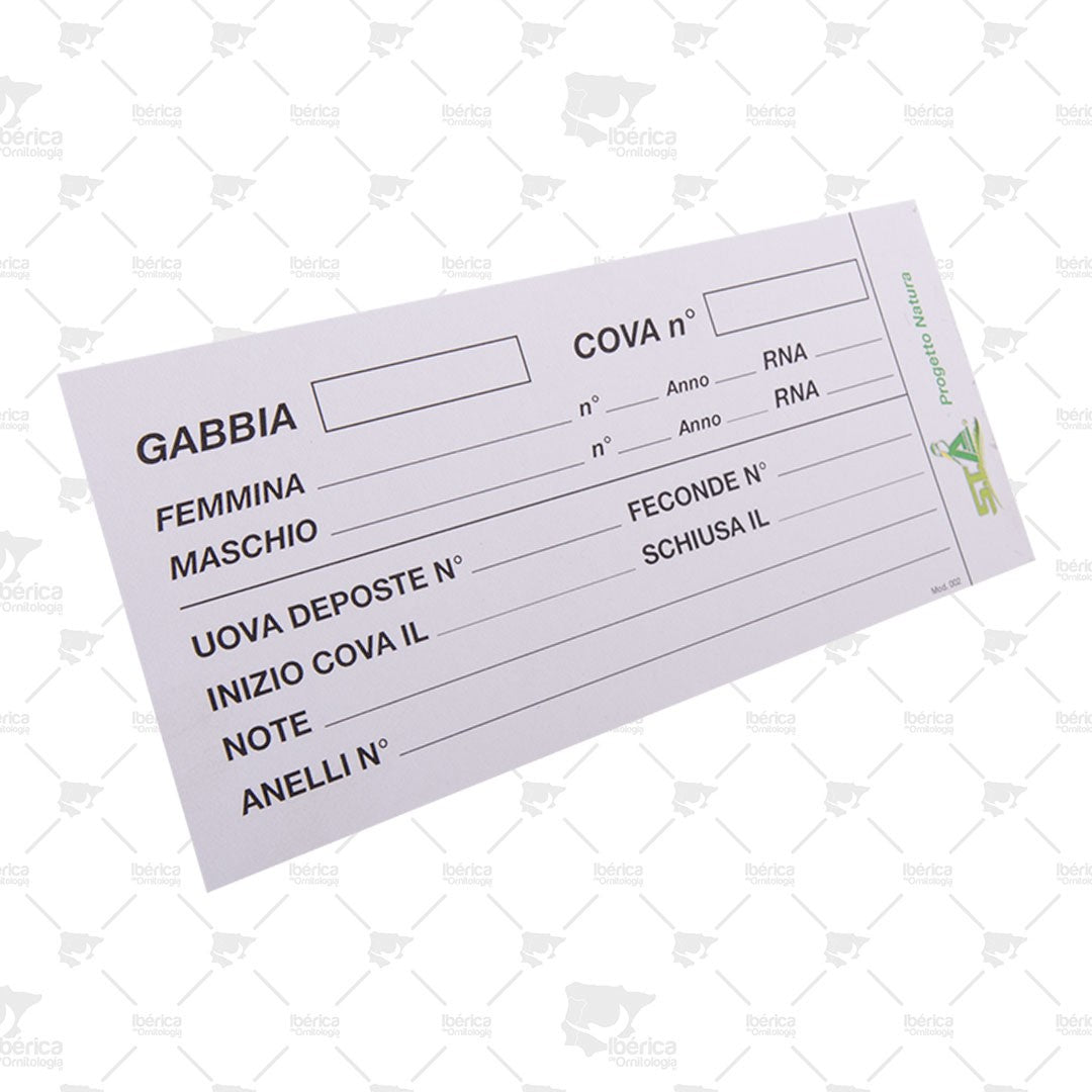 Tarjeta para porta tarjeta Magnético I021 STA Soluzioni: Practico accesorio para colocar la información de tus pájaros ibericadeornitologia