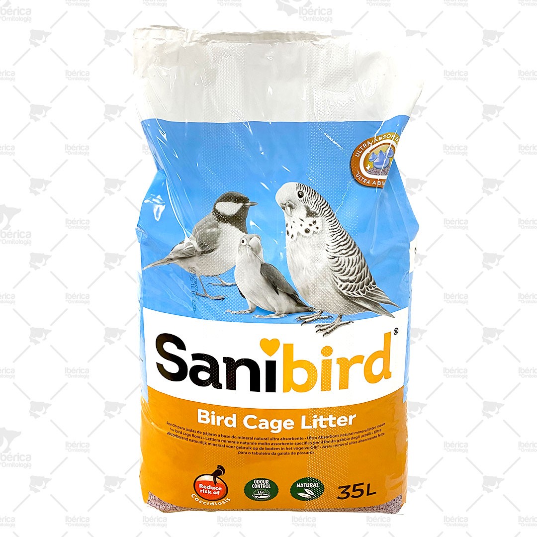 Arena Zircus "Sanibird" neutraliza los olores y absorbe la humedad. ibericadeornitologia