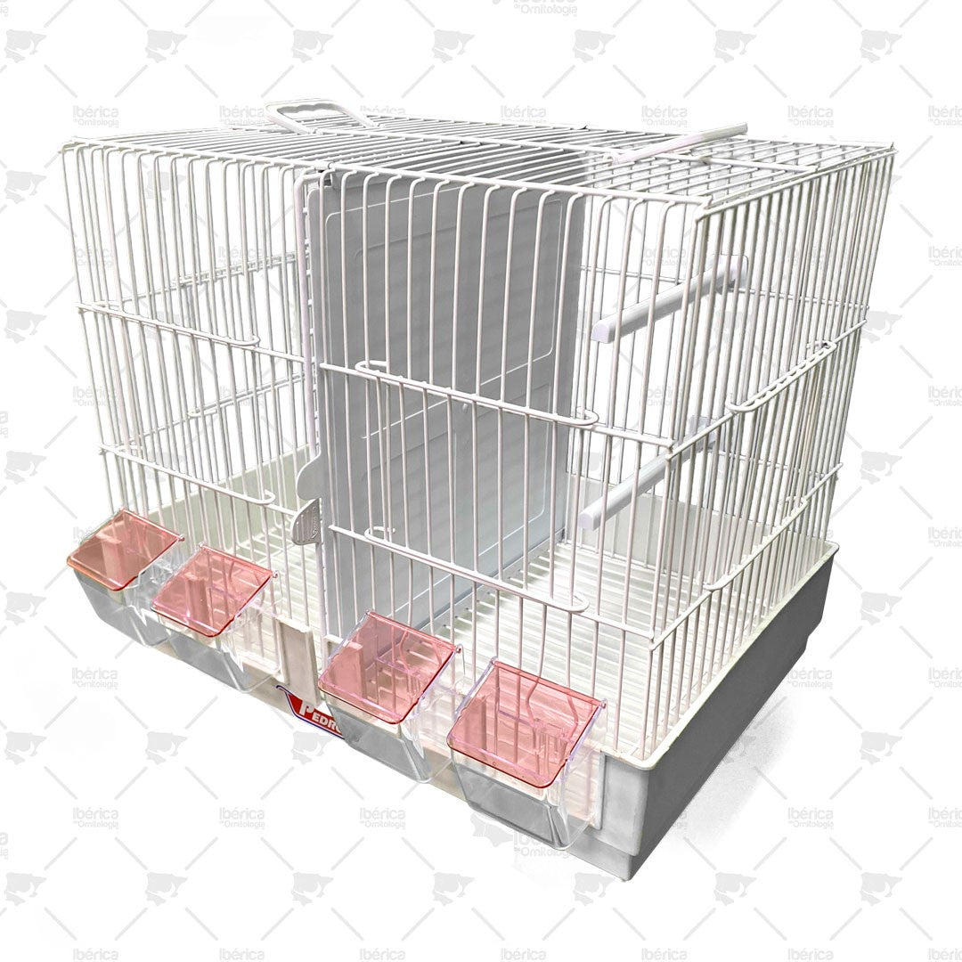Jaula cría de 40 cm Blanca con separador (Pedros): Perfecta para el alojamiento de tus pájaros ibericadeornitologia