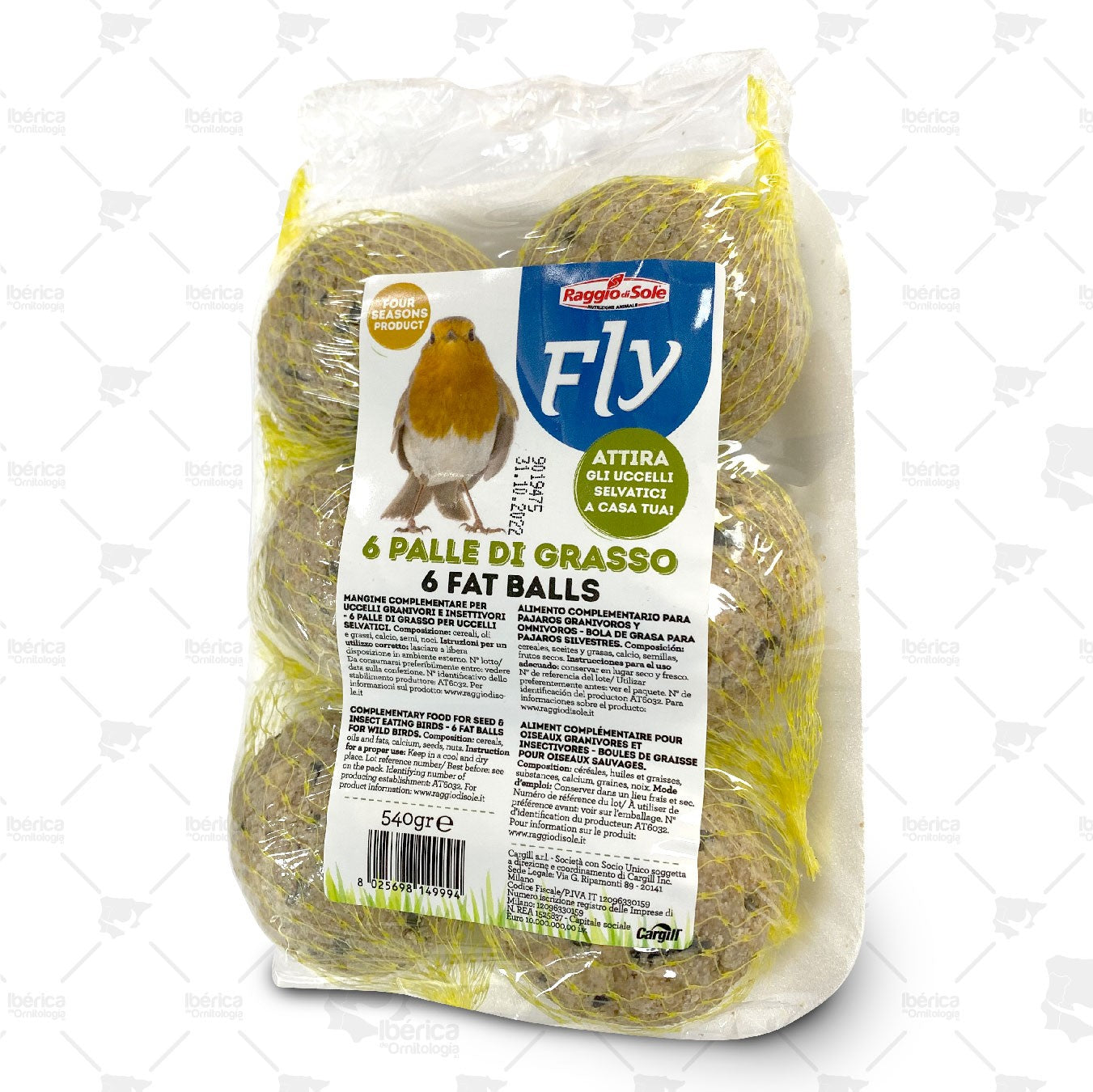 Bolas de Grasa 6 unidades RAGGIO : Suplemento alimenticio energético para pájaros ibericadeornitologia