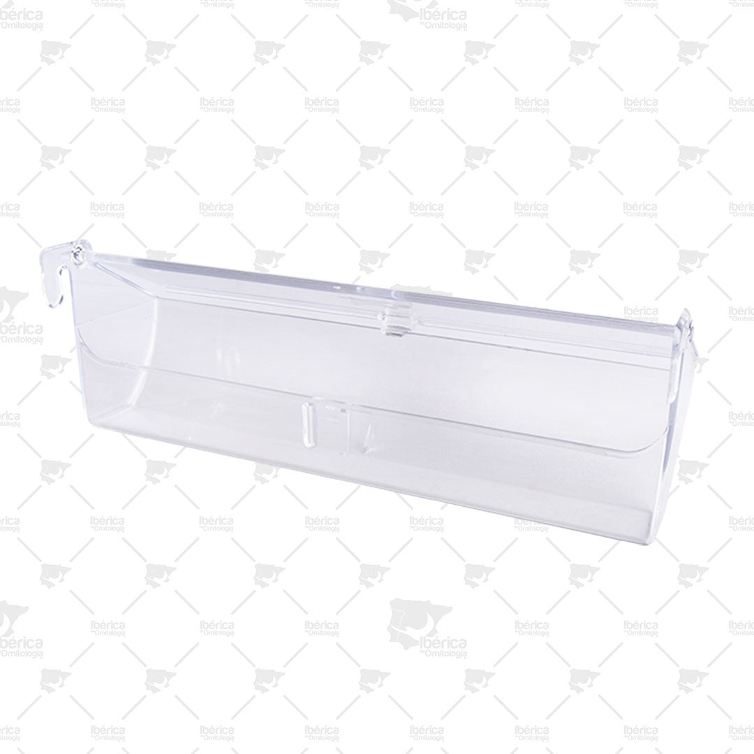 Comedero Jupiter Largo Cristal (Lisa): Perfecto para dar gran cantidades de alimentos a tu pájaros ibericadeornitologia