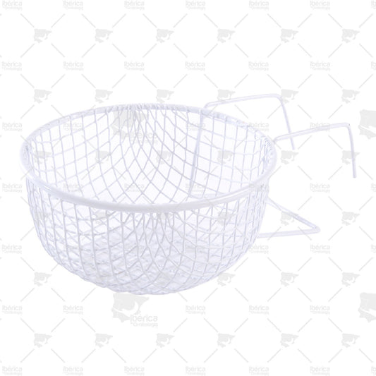 Portanido Rejilla Metálica 10cm Blanco Sisal Fibre: Portanido interior en forma de cesto para tus aves ibericadeornitologia