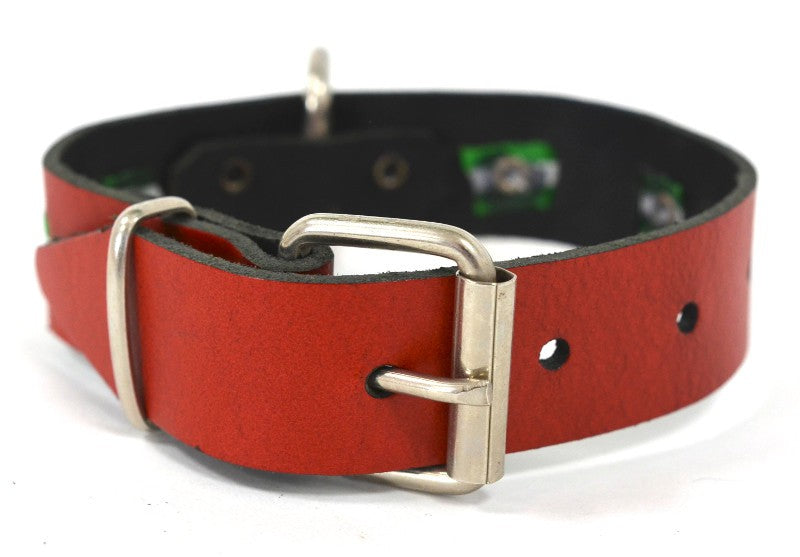 Collar para perros en piel con la bandera de España o Andalucía 30mm ibericadeornitologia